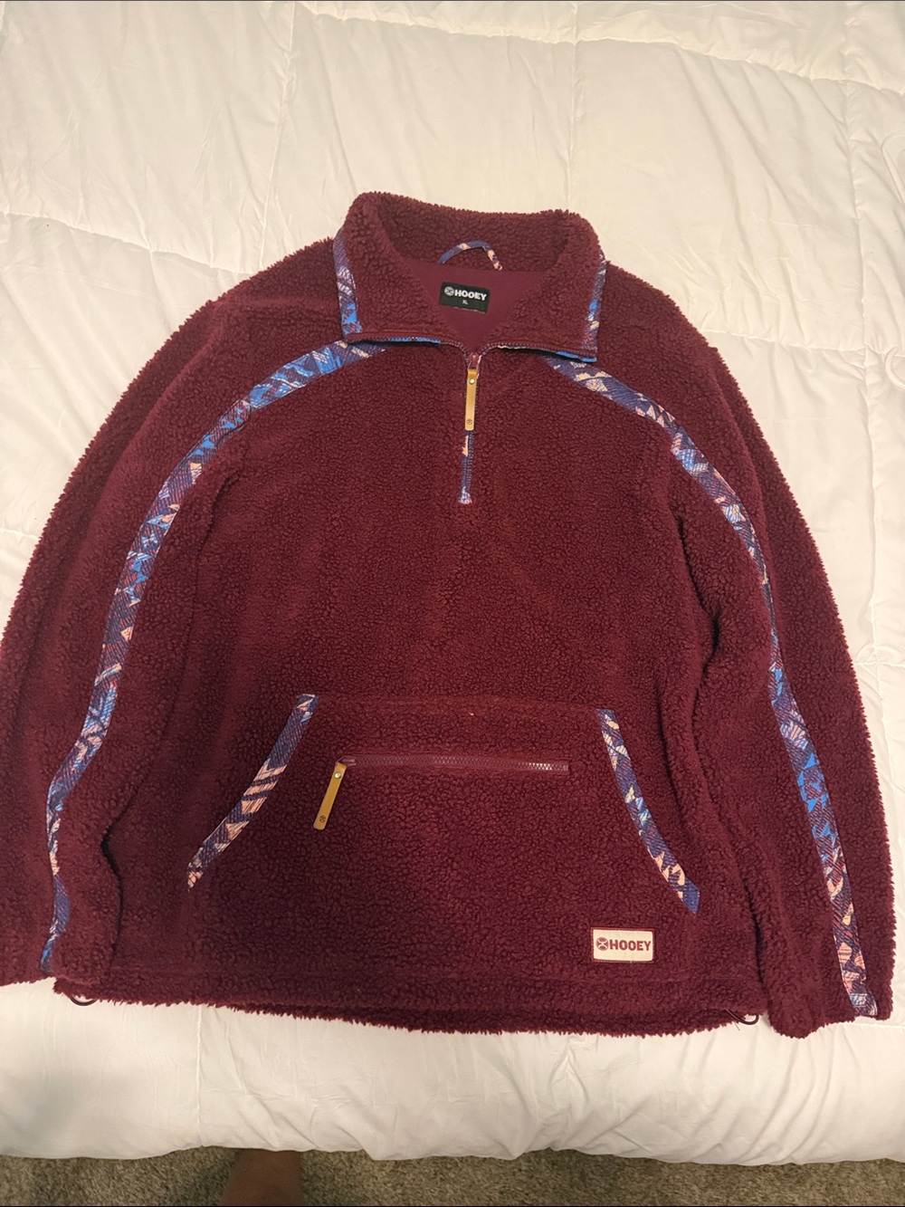 Women’s Hooey Burgundy Sherpa Quarter-Zip Pullover